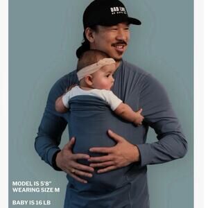 Lalabu Men's Long Sleeve Front Baby Pouch Dad Shirt M Brook Blue Medium Carrier